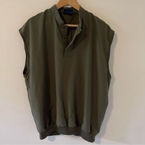 Sunderland Of Scotland Golf Vest Olive Green Quarter Snap Pockets USA Made-L